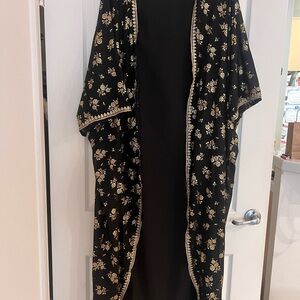 Elegant Black Floral Abaya Dress